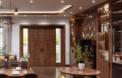 [Báo Giá] Cửa gỗ óc chó loại 2 cánh, 4 cánh